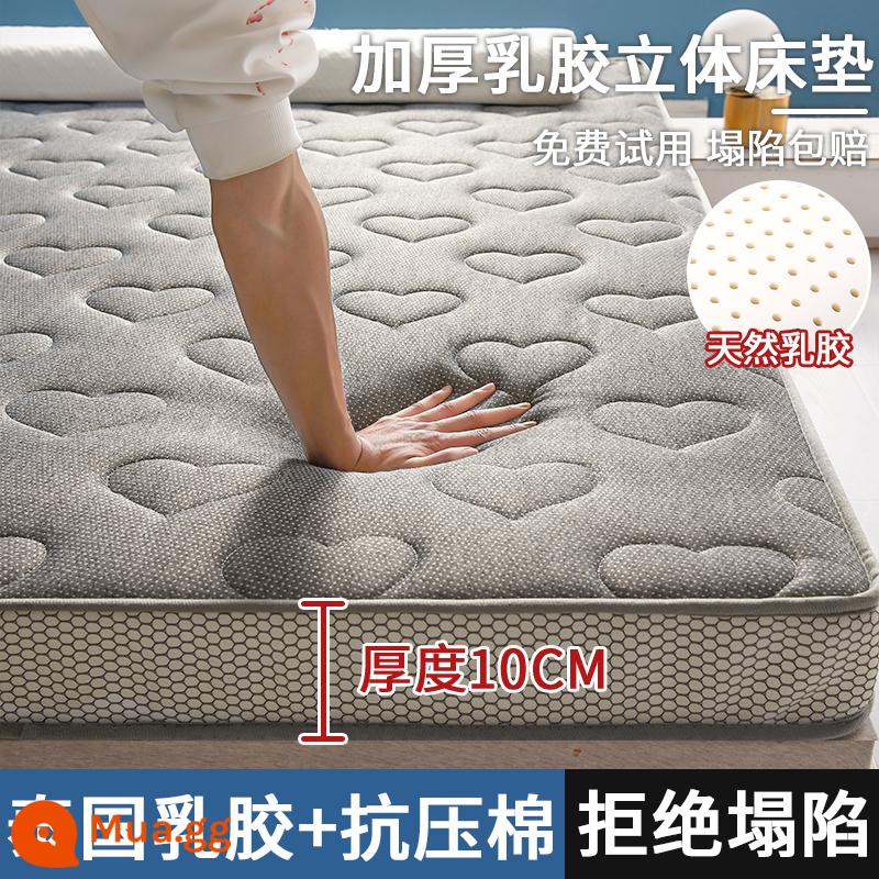 Nệm cao su đệm nhà cứng mat tatami mat ký túc xá sinh viên đơn miếng bọt biển mat nệm nệm chăn bông mùa đông - Love-Grey [Kháng khuẩn và chống mạt loại A tiêu chuẩn] dày khoảng 9cm