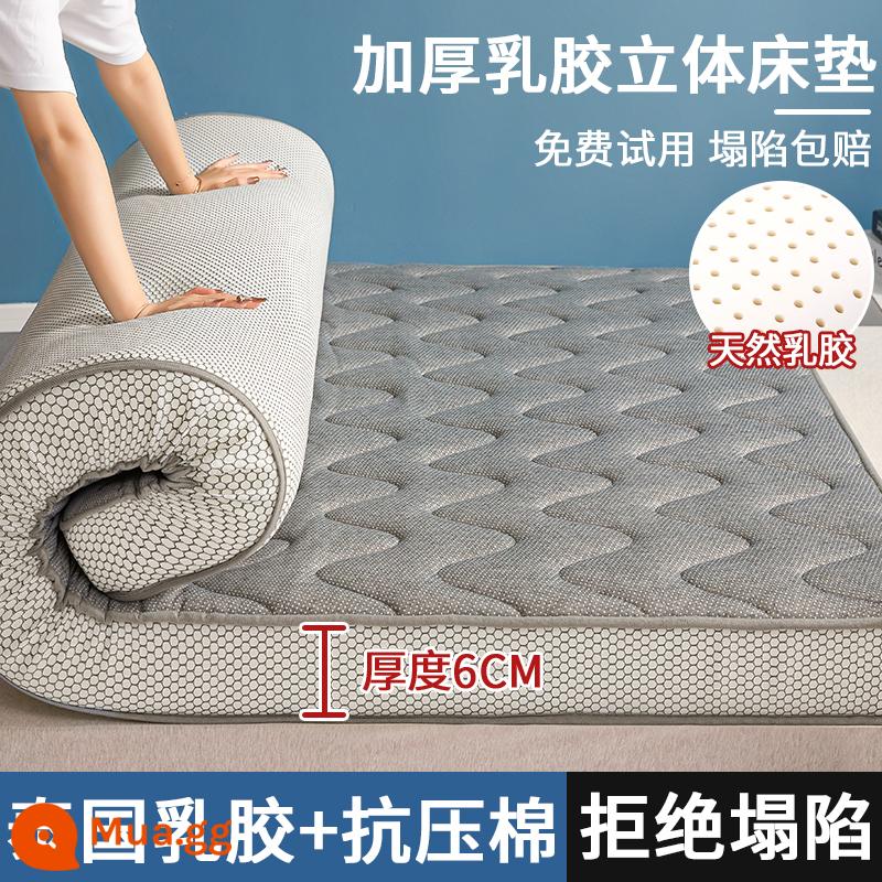 Nệm cao su đệm nhà cứng mat tatami mat ký túc xá sinh viên đơn miếng bọt biển mat nệm nệm chăn bông mùa đông - Màu xám sóng [Kháng khuẩn và chống mạt loại A tiêu chuẩn] dày khoảng 6cm