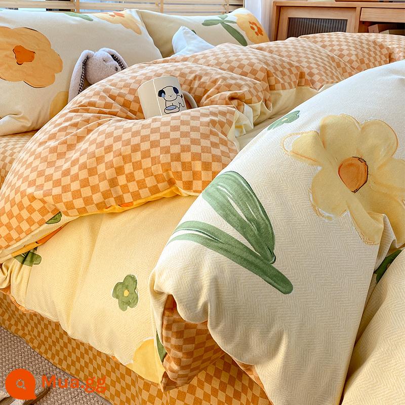 Nguyên Chất Cotton Vỏ Chăn Đơn 150X200X230 Ga Giường Cotton Vỏ Chăn Đơn 180X220 Vỏ Chăn Dày - Hoa Cam Vui Vẻ [100% Cotton]