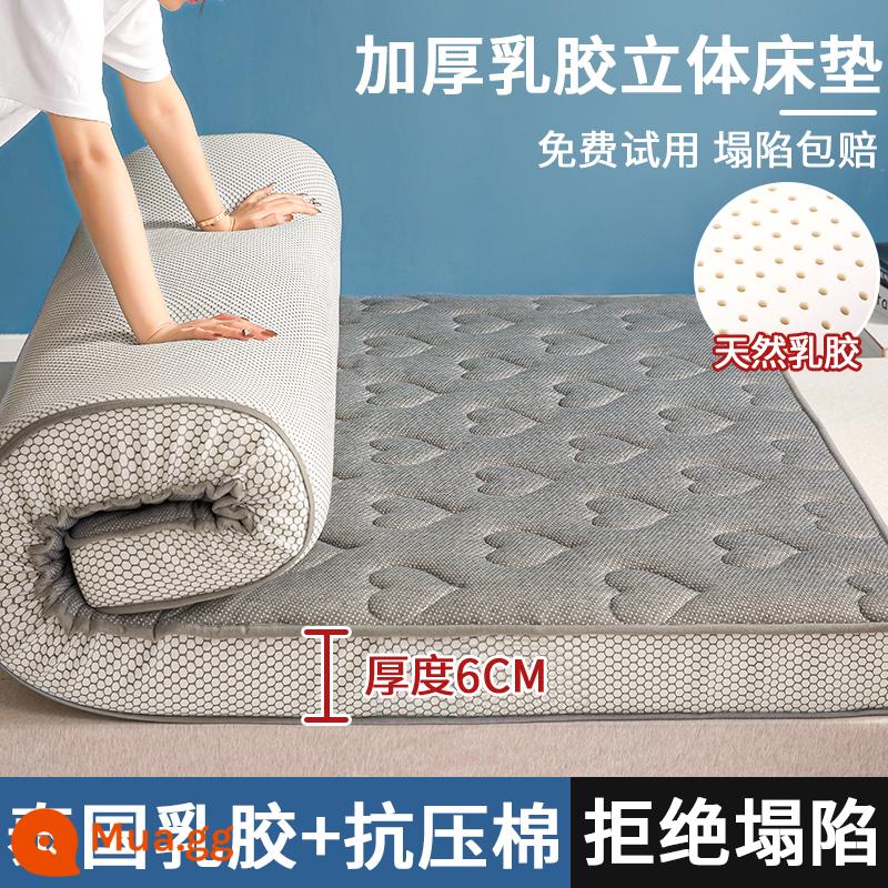 Nệm cao su đệm nhà cứng mat tatami mat ký túc xá sinh viên đơn miếng bọt biển mat nệm nệm chăn bông mùa đông - Love-Grey [Kháng khuẩn và chống mạt loại A tiêu chuẩn] dày khoảng 6cm