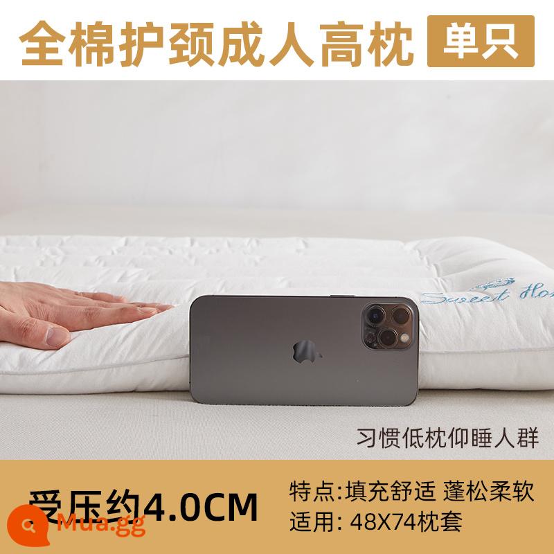 Gối thấp Gối thấp Ultra -thin Gối mềm Đổ mềm Gối mềm Nhà Single Chăm sóc Nam Cerr - Gối kê cổ cotton 48x74 [gói đơn]