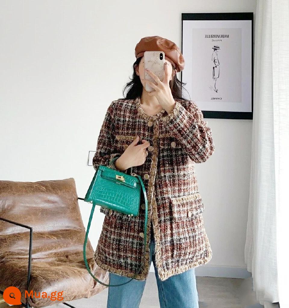 2022 Mới Mùa thu và mùa đông BAG KELLY Túi thứ hai -Generation Mini -Body Handicapspapping nhỏ túi cô dâu nữ retro retro - Họa tiết cá sấu xanh 19cm chất lượng