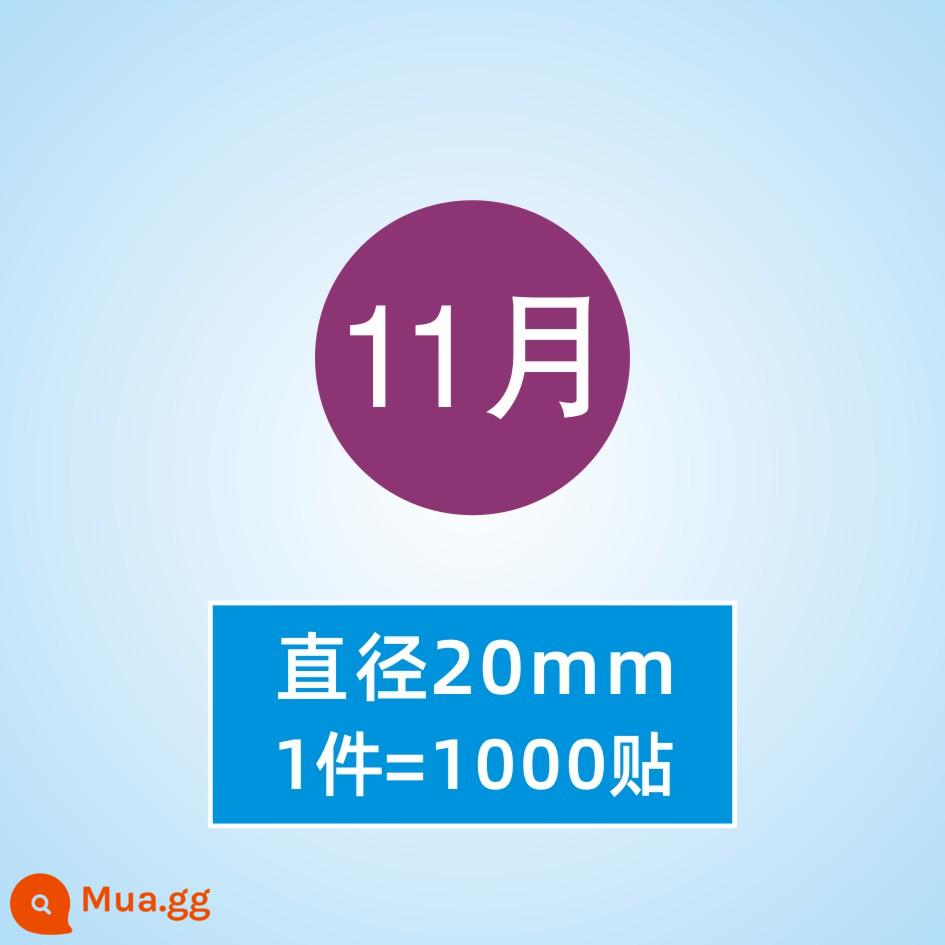 Hình dán nhãn tròn tháng 1-tháng 12 nhãn phân loại nhãn tự dính chất liệu hình tròn nhãn dán nhãn dán kỹ thuật số - Tháng 11 (1 miếng = 1000 miếng dán)