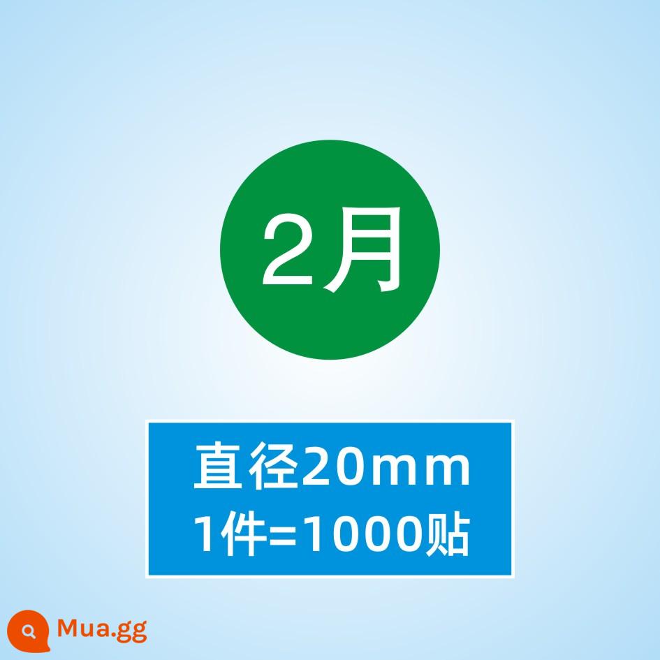 Hình dán nhãn tròn tháng 1-tháng 12 nhãn phân loại nhãn tự dính chất liệu hình tròn nhãn dán nhãn dán kỹ thuật số - Tháng 2 (1 miếng = 1000 miếng dán)