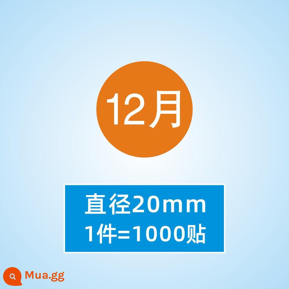 Hình dán nhãn tròn tháng 1-tháng 12 nhãn phân loại nhãn tự dính chất liệu hình tròn nhãn dán nhãn dán kỹ thuật số - Tháng 12 (1 miếng = 1000 miếng dán)