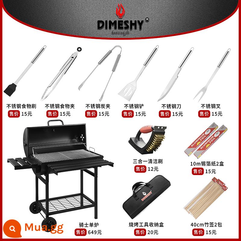 Lò nướng BBQ gia đình Roast Walker biệt thự sân nướng than hoa ngoài trời Lò nướng BBQ 5 người kiểu Mỹ - Gói Hiệp Sĩ+Cổ Điển