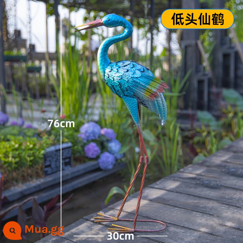 Động vật năng lượng mặt trời đèn flamingo đồ trang trí ngoài trời trang trí sân vườn đèn cảnh quan không thấm nước đèn sân vườn biệt thự bãi cỏ đèn - Cần cẩu năng lượng mặt trời [Phong cách ngắn] Retro và Cũ