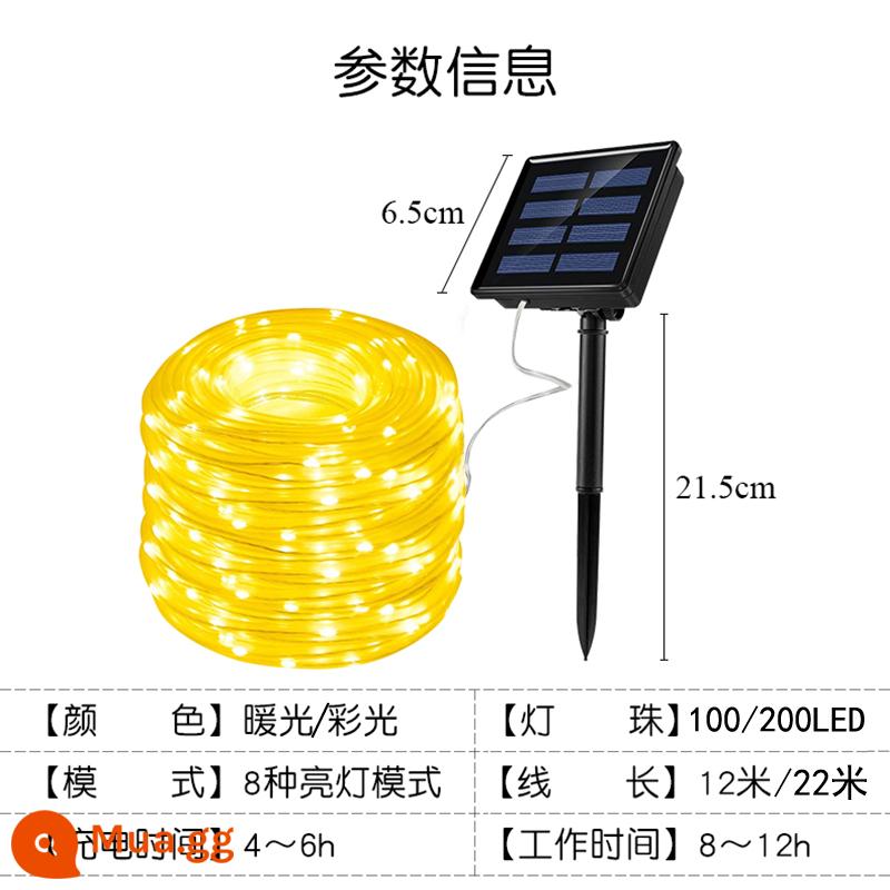Đèn dây năng lượng mặt trời Đèn trang trí sân vườn ngoài trời Đèn biệt thự sân vườn không thấm nước với đèn lồng lễ hội mùa xuân Đèn cây khí quyển năm mới - Ánh sáng ấm áp - 100 hạt đèn - dài 12 mét - 8 chế độ ánh sáng