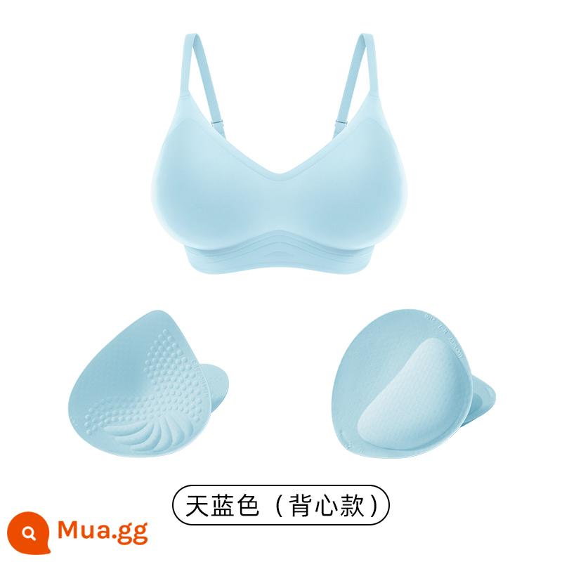 Lucky Cotton Quần lót mở rộng dành cho nữ Soft Peach Cup Vú nhỏ cho thấy sự tập hợp lớn hơn Mềm mại Hỗ trợ đồ lót liền mạch Mặc rương hoạt hình - Kiểu áo vest màu xanh da trời