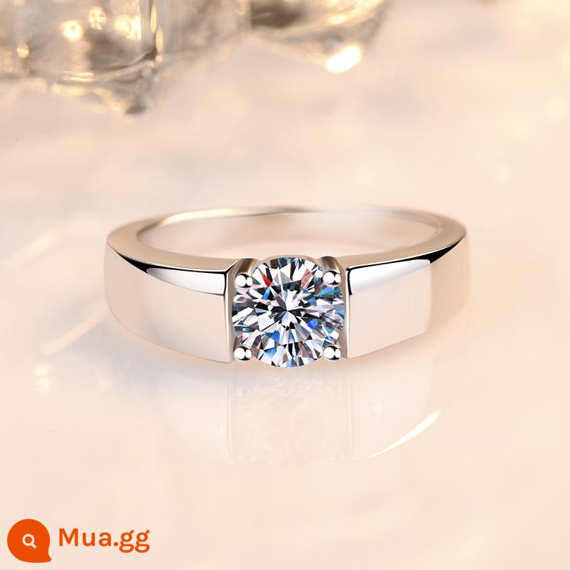 Nhẫn moissanite màu D chính hãng kim cương 1 carat nhẫn đôi nhẫn đôi nam nữ cặp đôi lời cầu hôn gửi bạn gái - [Moissanite] Nhẫn nam cổ điển Nhẫn kim cương 50 điểm (Bút kim cương đã vượt qua hoàn toàn)