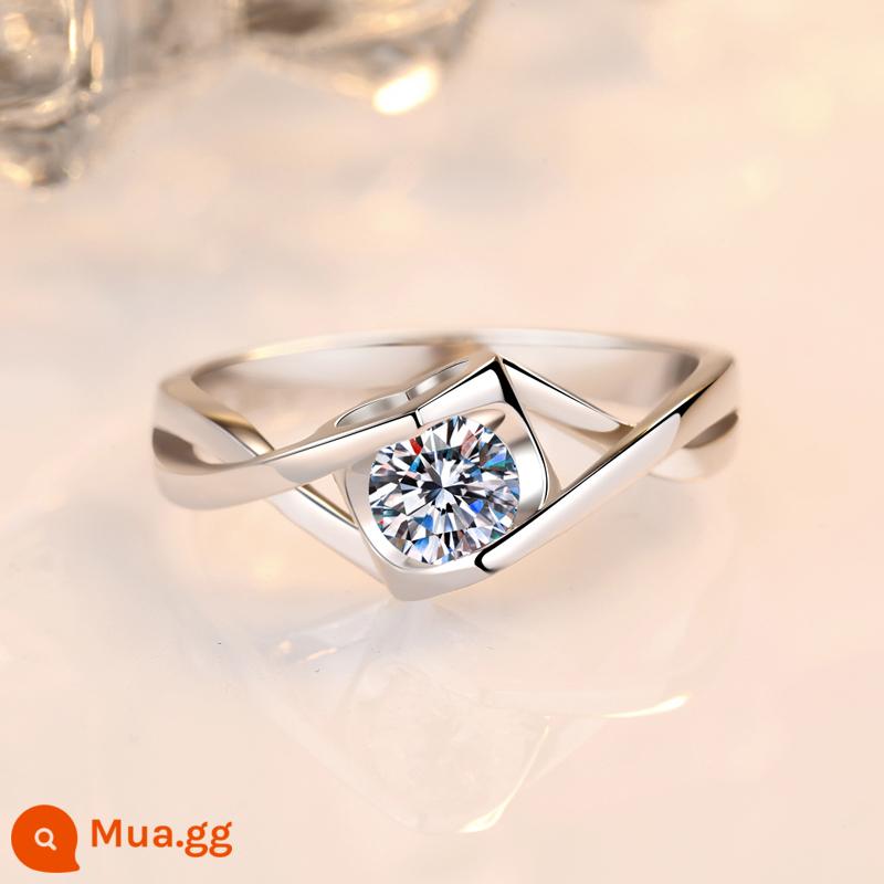 Nhẫn moissanite màu D chính hãng kim cương 1 carat nhẫn đôi nhẫn đôi nam nữ cặp đôi lời cầu hôn gửi bạn gái - [Moissanite] Nhẫn kim cương Angel's Kiss 50 điểm (Bút kim cương đã hoàn thành)