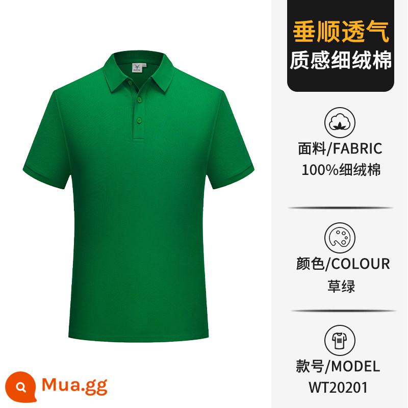 Áo sơ mi polo in logo tùy chỉnh quần áo làm việc văn hóa áo sơ mi ve áo quần áo làm việc áo thun tay ngắn quần áo làm việc thêu cotton nguyên chất tùy chỉnh - Đoạn B-Cỏ Xanh