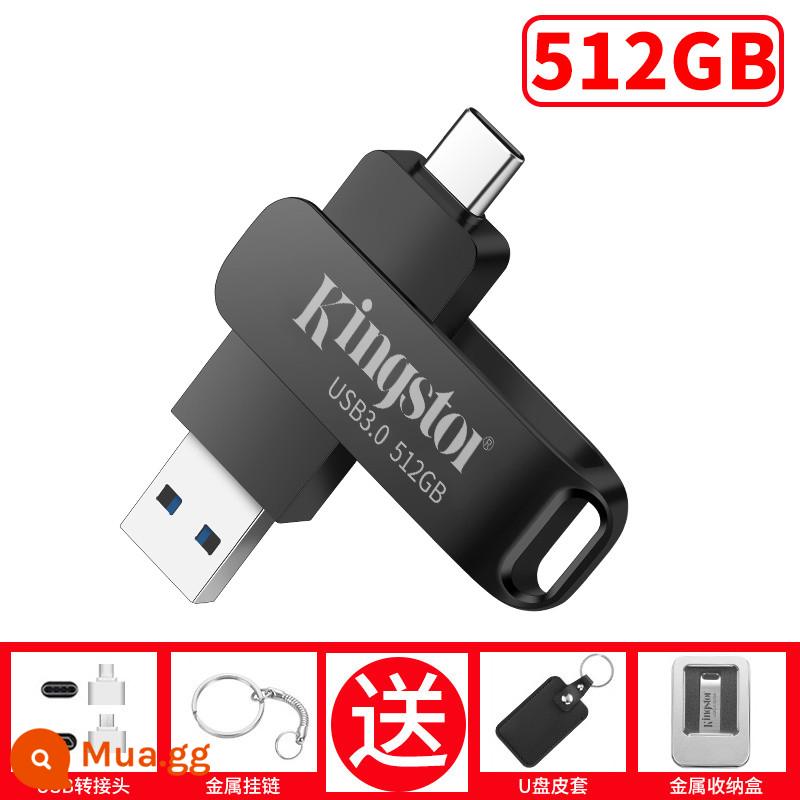 Ổ đĩa flash Jintuton đích thực 1000G Máy tính bảng Apple Android công dụng kép 256G bốn trong một dung lượng lớn 512G - [Mẫu Android TYPEC] Đen 512G