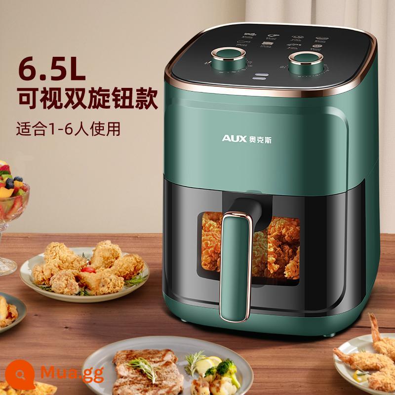 Nồi chiên không khí Oaks trực quan gia đình tự động công suất lớn đa chức năng bộ nhớ thời gian tắt nguồn tốc độ khoai tây chiên - [Xanh Hiển Thị] Mẫu Cơ 6.5L Tặng Kèm Khay Mỡ + Công Thức