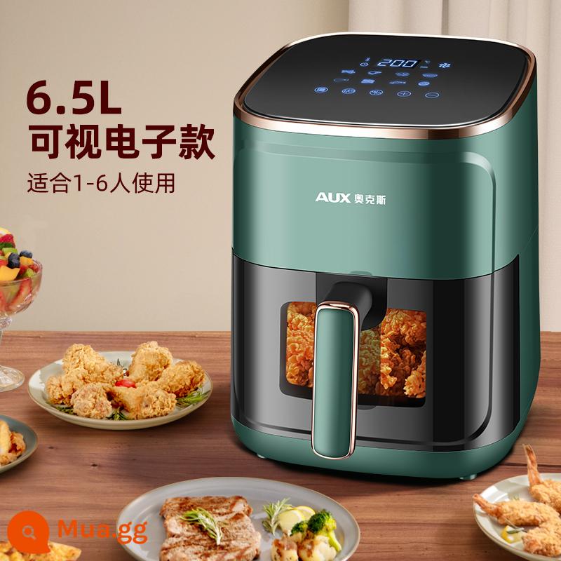 Nồi chiên không khí Oaks trực quan gia đình tự động công suất lớn đa chức năng bộ nhớ thời gian tắt nguồn tốc độ khoai tây chiên - [Xanh hiển thị] Model điện tử 6.5L đi kèm bẫy mỡ + công thức nấu ăn