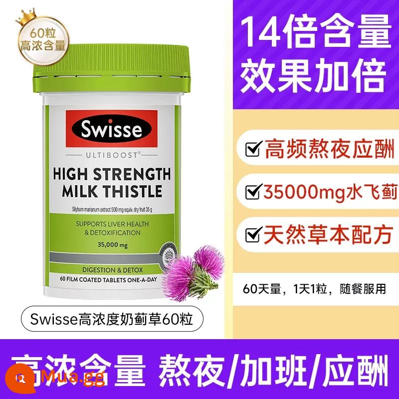 Viên uống chăm sóc sức khỏe Swisse cây kế sữa cỏ gan nôn nao tỉnh táo thức khuya làm việc ngoài giờ sản phẩm chăm sóc sức khỏe nhập khẩu từ Úc Swisse - [Phiên bản cao cấp] Viên kế sữa nồng độ cao-60 viên [1 viên mỗi ngày cho gan khỏe mạnh]