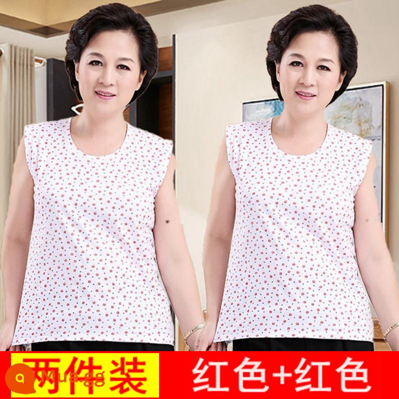 Áo vest nữ trung niên và cao tuổi cotton nguyên chất rời bà già bà nội bông mẹ đồ lót người già áo lót mùa hè phần mỏng - 2 miếng bông nguyên chất [đỏ + đỏ]