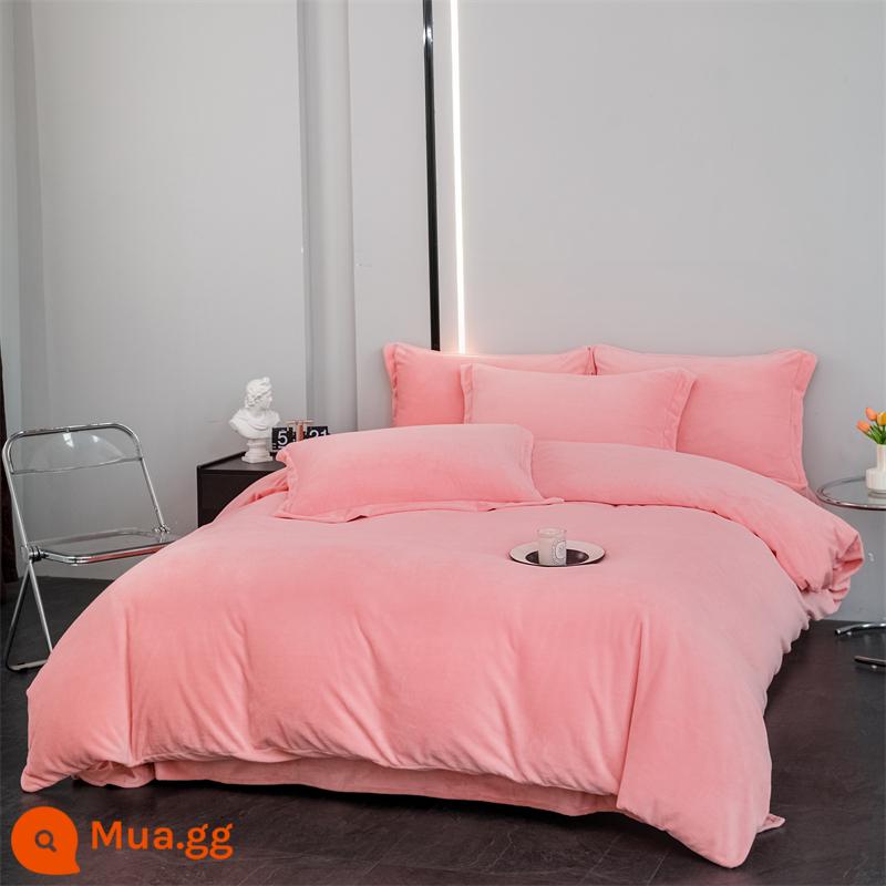 Một mét tám x hai mét cộng với lông cừu sữa cashmere 180x200 bốn mảnh mùa đông lông cừu dày hai mặt vỏ chăn 1 mét 8x2m - màu ngọc bích