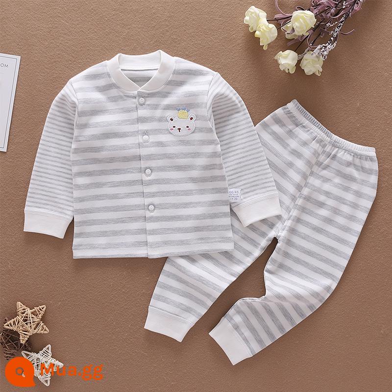 Mùa xuân và mùa thu trẻ sơ sinh và trẻ nhỏ quần áo sơ sinh cotton nguyên chất không xương quần áo mùa thu vệ sinh quần cardigan quần áo trẻ em bộ đồ lót 1 - Cổ đứng không xương màu xám 100471