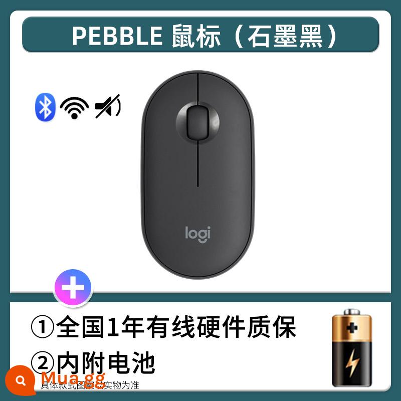 Logitech Pebble Bluetooth không dây hai chế độ tắt tiếng chuột máy tính đá cuội thời trang bé gái siêu mỏng di động dễ thương - Sỏi than chì màu đen