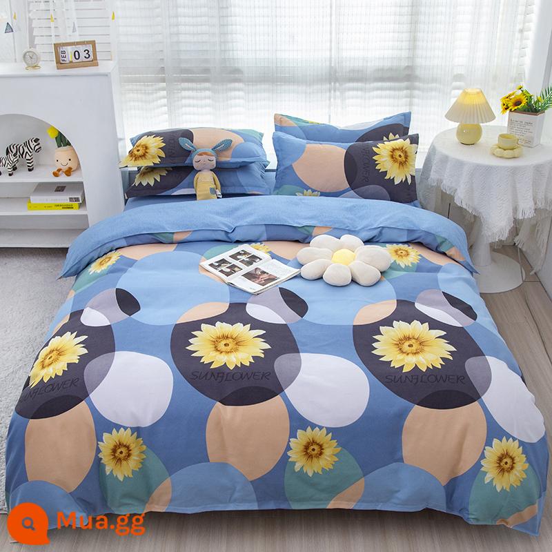 Lưới đỏ cotton nguyên chất 4 mảnh 100 ga trải giường cotton vỏ chăn 1.8 đôi vỏ chăn trải giường Bộ 4 món mùa thu và mùa đông nguồn cung cấp - giữa hè