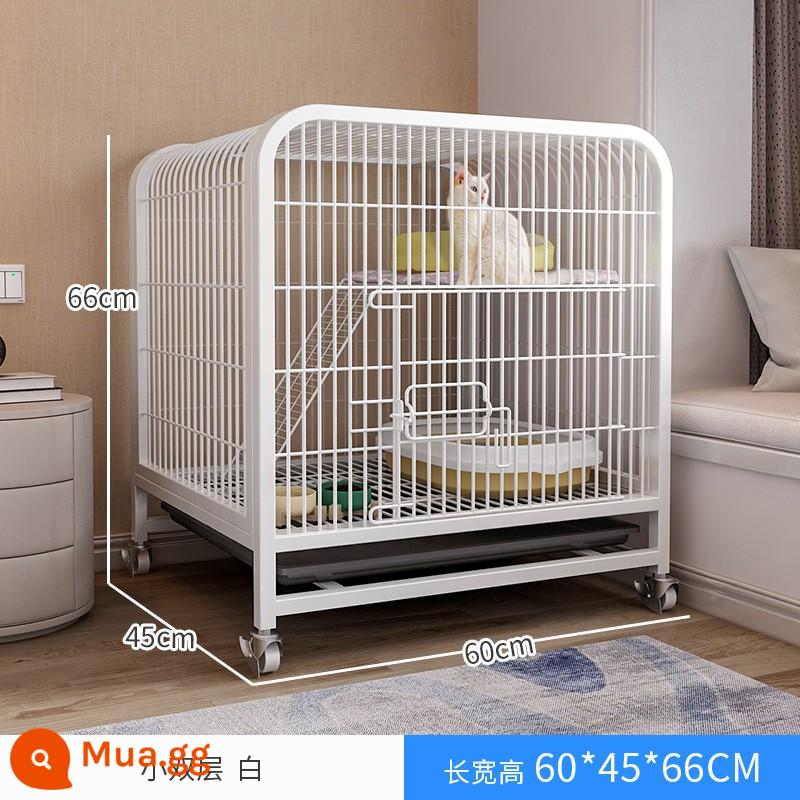 Chuồng mèo nhà mèo trong nhà hộp vệ sinh mèo hộp leo khung một con mèo nhà dành riêng cho mèo nhà mèo không chiếm một căn hộ nhỏ - Hai lớp nhỏ màu trắng [60*45*66] [khuyên dùng cho mèo con]