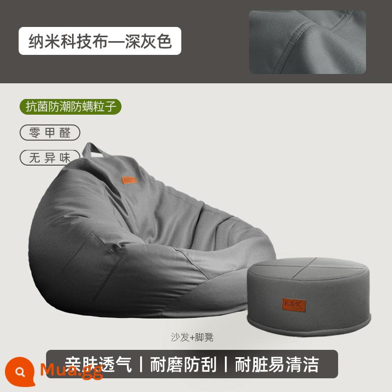 Fankeyou lười sofa túi đậu kháng khuẩn chống ve có thể nằm và ngủ công nghệ vải tatami sofa đơn ban công - Màu xám đậm + "bàn đạp"