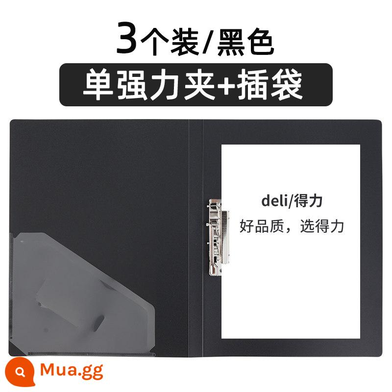 Bìa kẹp hồ sơ A4 mạnh mẽ kẹp đơn nẹp đôi kẹp dài kẹp phổ kẹp kẹp mạnh thông tin sổ sơ yếu lý lịch kẹp giấy kiểm tra kẹp hoàn thiện kẹp văn phòng vỏ cứng phân loại kẹp đôi chắc chắn giấy kiểm tra học sinh - [Kẹp đơn chắc chắn + túi trượt] 3 gói màu đen