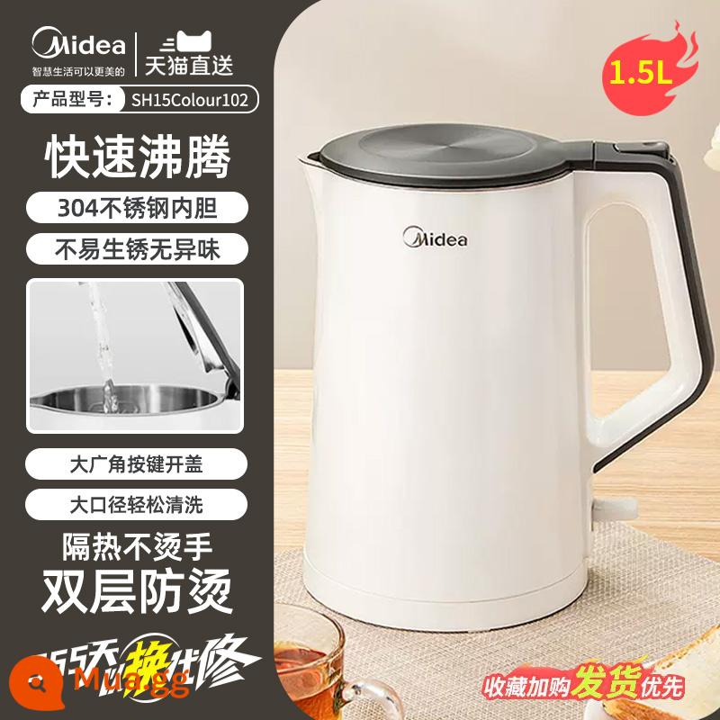 Midea Electric Keltle Home 304 Thép không gỉ cách nhiệt lớn -capacity Pot Kingle Automatic Điện Ngắt kết nối và ấm đun nước nóng - Trắng