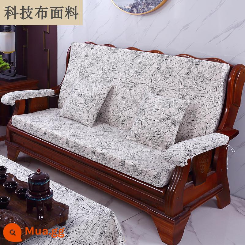 Đệm sofa gỗ đặc màu đỏ có tựa lưng một mảnh phù hợp với ghế mùa xuân và mùa thu kiểu cũ Thảm chống trượt của Trung Quốc cho tất cả các mùa - Mực trắng