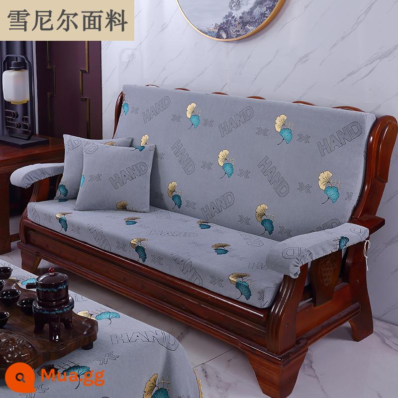 Đệm sofa gỗ đặc màu đỏ có tựa lưng một mảnh phù hợp với ghế mùa xuân và mùa thu kiểu cũ Thảm chống trượt của Trung Quốc cho tất cả các mùa - bạch quả màu xám