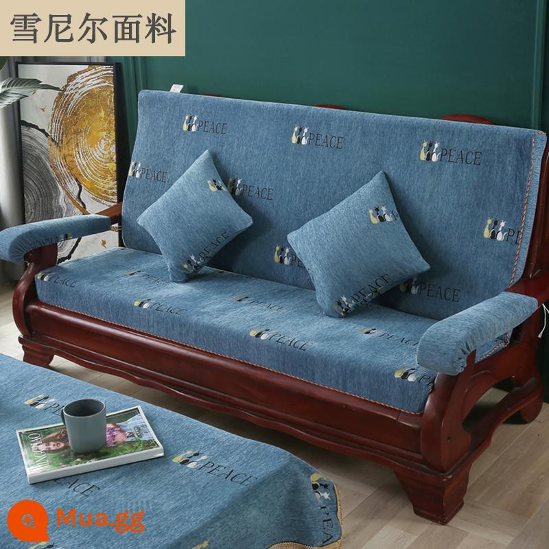 Đệm sofa gỗ đặc màu đỏ có tựa lưng một mảnh phù hợp với ghế mùa xuân và mùa thu kiểu cũ Thảm chống trượt của Trung Quốc cho tất cả các mùa - mèo xanh