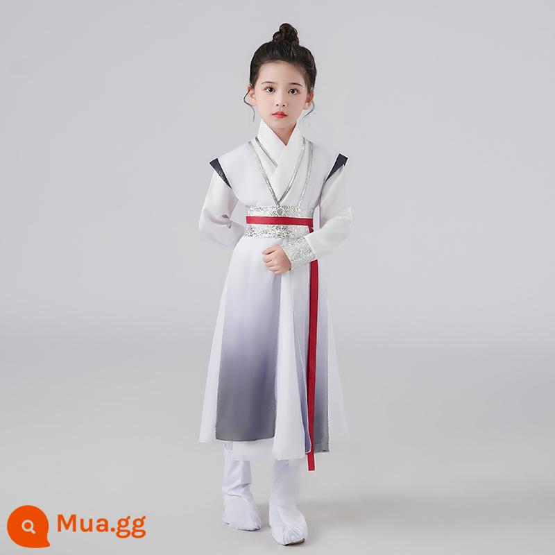 Quần áo trường học quốc gia dành cho trẻ em Hanfu Nam sinh mùa hè Trang phục kinh ba nhân vật Cô gái Ngày thiếu nhi Tang Suit Học sinh tiểu học Sách trẻ em Trang phục cổ đại - Đồng phục Hanfu và đồng phục học sinh Trung Quốc của nữ màu đen tuyền có kèm bao giày