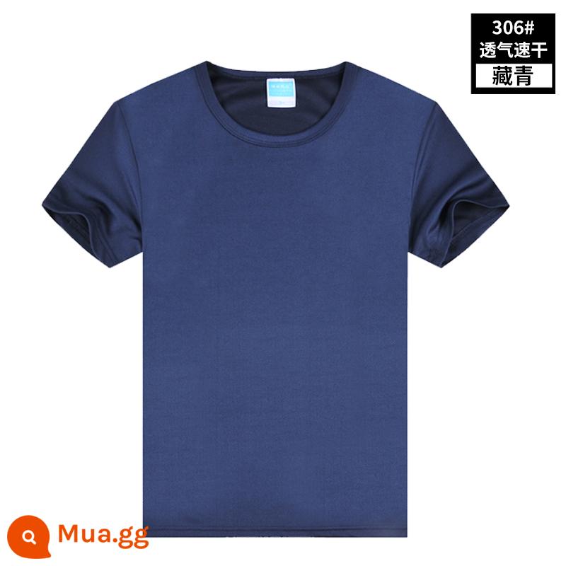 Quick -drying T -Shirt Custom Cotton Work Quần áo in logo marathon thể thao vòng cổ quảng cáo cổ - Màu xanh hải quân/thoáng khí và nhanh khô