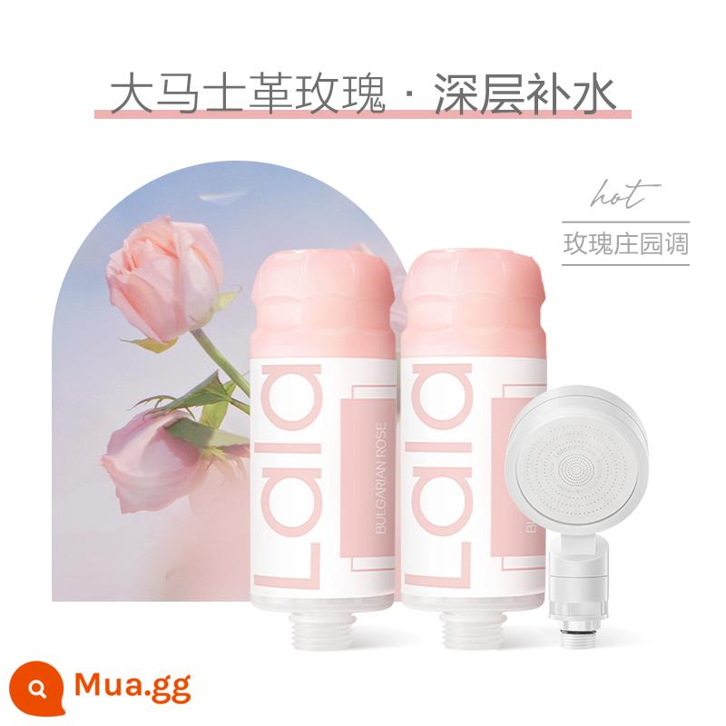 Lalapercare/Nara's Summer Rose Bath Bộ Lọc Vòi Phun Tăng Cường Khử Clo Hộ Gia Đình - Hoa hồng Damascus (2 cái) + vòi sen tăng áp