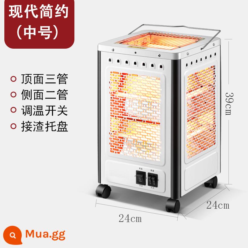 Năm máy sưởi lò sưởi nướng Baked Fireware nhỏ Năng lượng mặt trời sưởi năng lượng điện lò sưởi Bốn máy sưởi điện - Loại thịt nướng ba ống phía trên màu trắng (kiểu cỡ trung bình)