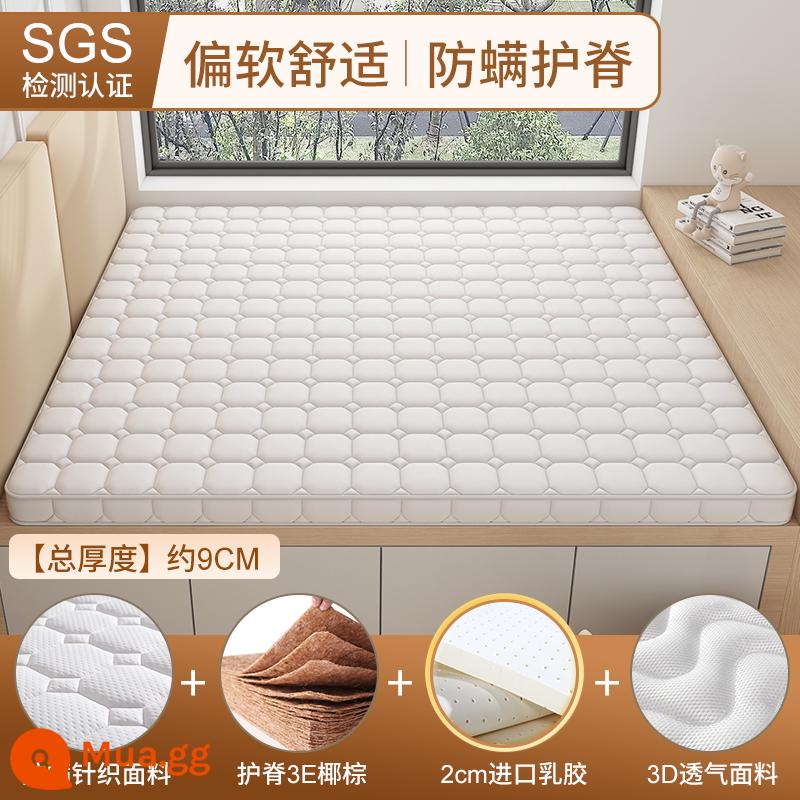 Nệm chiếu tatami tùy chỉnh có thể gập lại tùy chỉnh chiếu tatami cọ dừa chiếu tatami nệm trẻ em kích thước tùy chỉnh - 9cm (dệt chống mạt + mủ 2cm + cọ dừa bảo vệ cột sống + gấp)