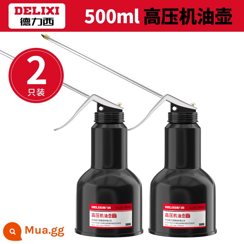 Bình xịt dầu áp suất cao Delixi nồi tiếp nhiên liệu dầu bôi trơn phụ dầu súng hướng dẫn sử dụng nhỏ giọt dầu nồi miệng dài nồi - Chai dầu kim loại cao áp 500ml [gói 2]