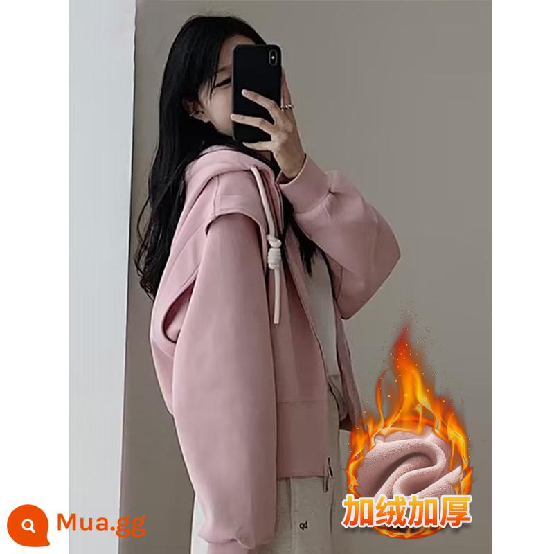 Mùa Thu Jimo Có Mũ Ngắn Áo Áo Khoác Nữ Xuân Thu 2023 Mới Top Thu Mỏng Đầu Thu Áo Cardigan Nữ - Áo khoác cardigan ngắn củ sen [nhung dày phong cách thu đông]