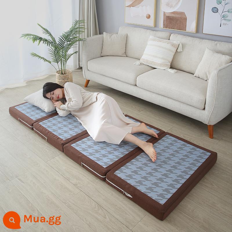 Gấp chiếu tatami để chơi đệm sàn ký túc xá sinh viên đệm mùa đông nghỉ trưa thảm ngủ hộ gia đình xốp trải sàn - Tơ lụa cà phê đen (có thể tháo rời và giặt bằng túi bảo quản)