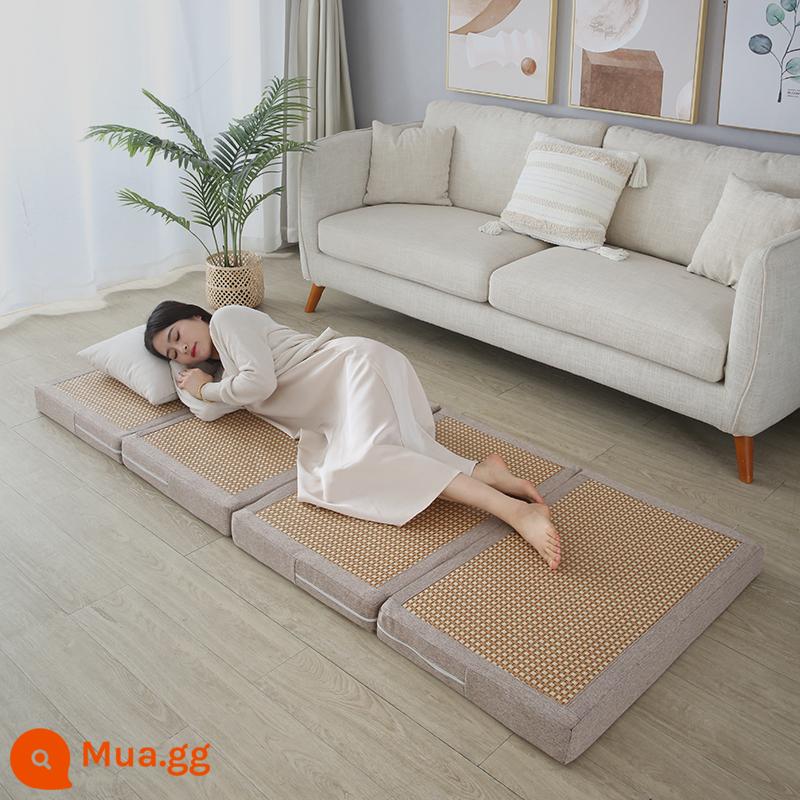 Gấp chiếu tatami để chơi đệm sàn ký túc xá sinh viên đệm mùa đông nghỉ trưa thảm ngủ hộ gia đình xốp trải sàn - Kaki màu nho nhạt (có thể tháo rời và giặt bằng túi đựng)