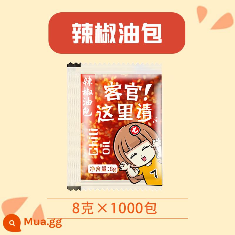 Shixiaoqi Giao hàng Giấm nhỏ Gói 10g * 1000 Túi FCL Thương mại Bao bì nhỏ Giấm Bánh bao sống Gia vị hoành thánh chiên - Dầu ớt 8g*1000 gói