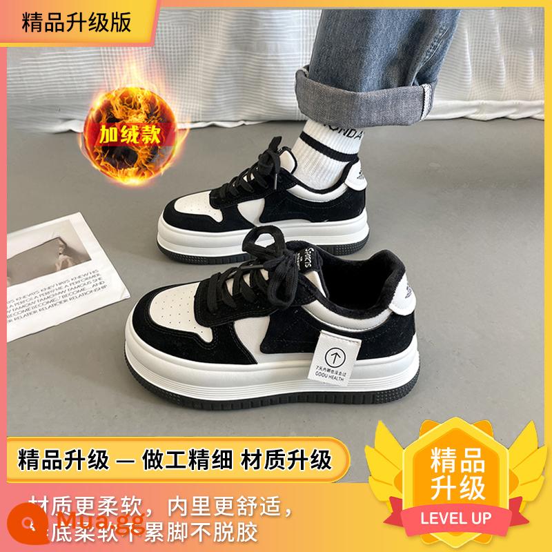 Giày Bé Gái Mùa Thu Đông 2022 Giày Bé Gái Mới Plus Nhung Hai Bông Giày Thể Thao Bố Bé Lớn Giày Sneaker Thường Ngày Cho Trẻ Em - Phiên bản nâng cấp Black Plus Velvet