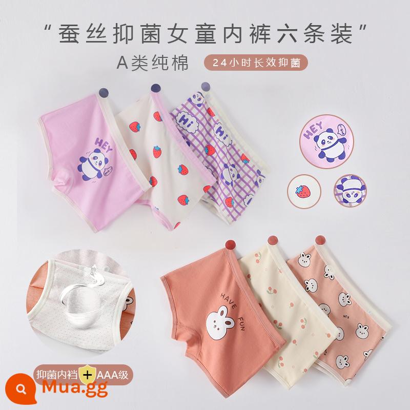 Quần lót bé gái cotton nguyên chất boxer Phong cách năm mới bé gái quần đùi tam giác bé trung và lớn trẻ em năm con thỏ quần đỏ - Cà Phê Thỏ + Gấu Trúc Đỏ# Kháng Khuẩn Đáy Quần Góc Phẳng 6 Dải