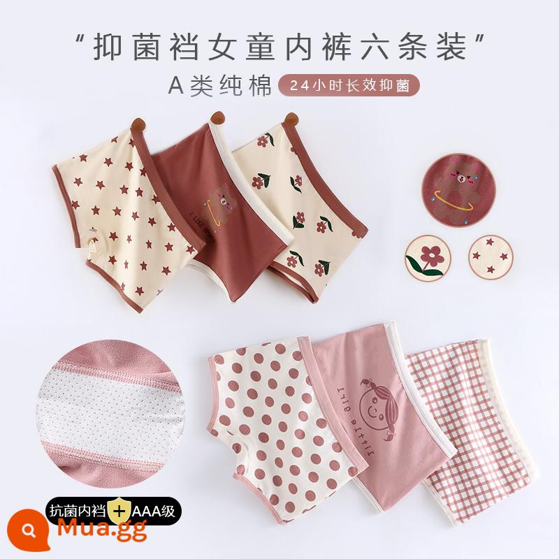 Quần lót bé gái cotton nguyên chất boxer Phong cách năm mới bé gái quần đùi tam giác bé trung và lớn trẻ em năm con thỏ quần đỏ - Gấu thể thao+Mặt cười#Quần lót Boxer kháng khuẩn 6 gói