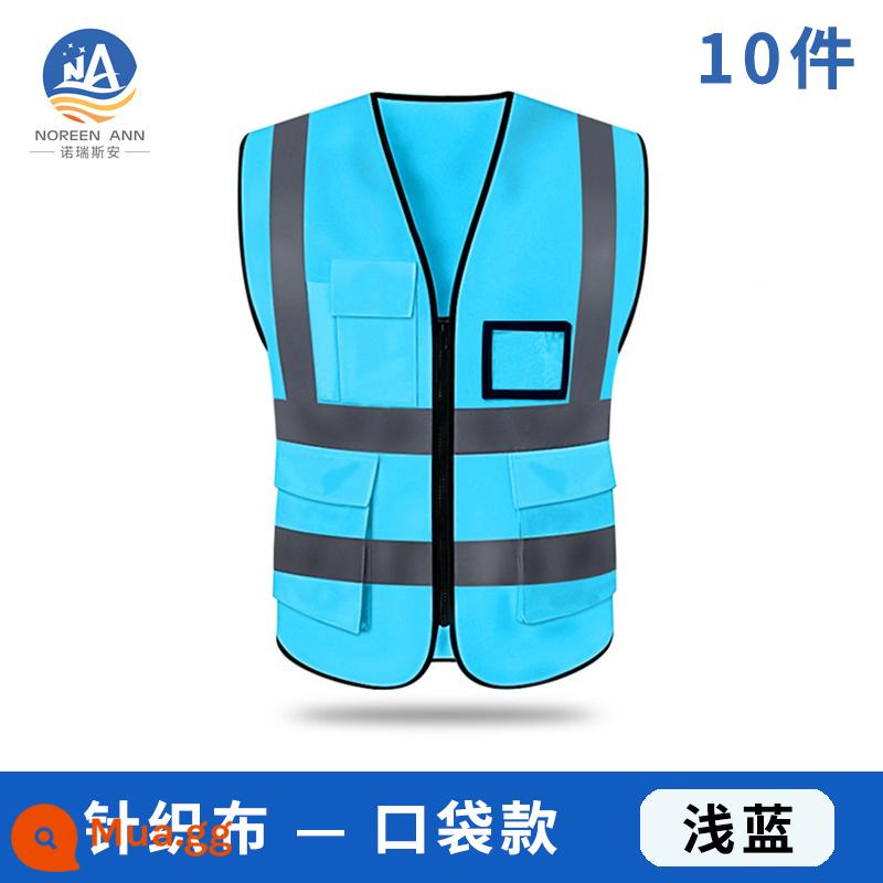 10 mảnh của bộ đồ an toàn phản chiếu áo tái tinh phục xây dựng nam - Áo vest bỏ túi màu xanh nhạt [10 chiếc]