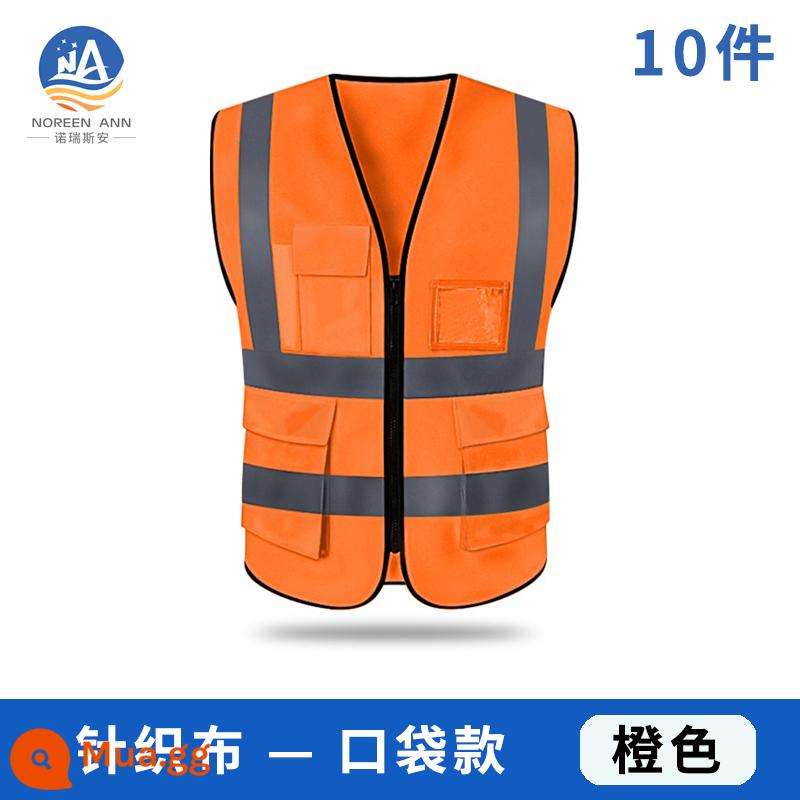 10 mảnh của bộ đồ an toàn phản chiếu áo tái tinh phục xây dựng nam - Áo vest bỏ túi màu cam [10 chiếc]