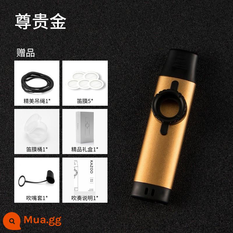 2023 Mới Hai Đầu Kazoo Sáo Flagship Store Hiệu Suất Cao Cấp Kim Loại Zuka Sáo Người Mới Bắt Đầu Tiếng Bíp Sáo Nhạc Cụ - Mô hình kim loại thông thường [vàng địa phương]