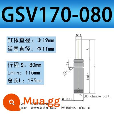 Khuôn ô tô TUGSK R12 GSV Nitơ/Lò xo khí Xi lanh Nitơ /K/X/U Lò xo khí dập - 170-080