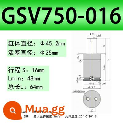 Khuôn ô tô TUGSK R12 GSV Nitơ/Lò xo khí Xi lanh Nitơ /K/X/U Lò xo khí dập - Xanh nhạt 750-016